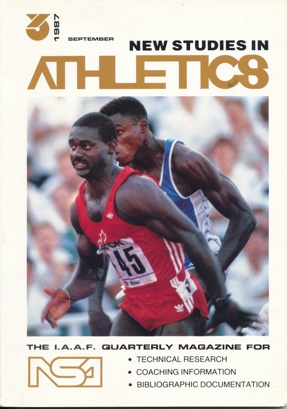 Titelbild des Buches "Neue Studien in Leichtathletik September 1987" mit zwei Personen auf dem Cover.