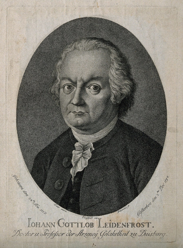 Schwarzes und weißes Porträt von Johann Gottlieb Leidenfrost, einem deutschen Komponisten.