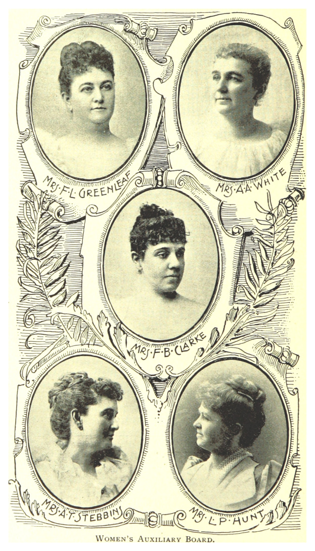 Ein altes Foto von vier Frauen mit verschiedenen Frisuren, jede mit einem menschlichen Gesicht, umrahmt von Text.