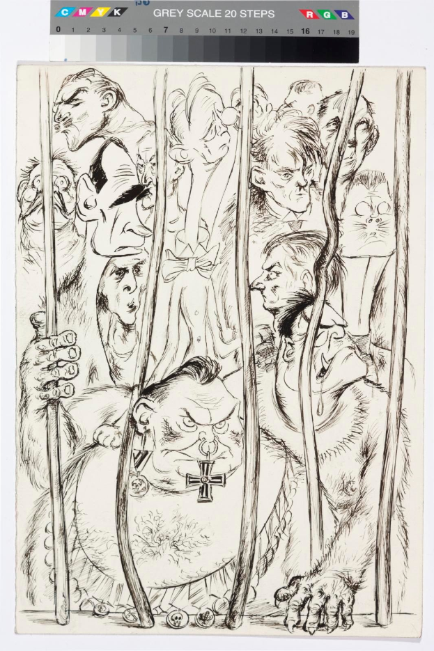 Comic-Seite mit einer Gruppe ängstlicher Menschen hinter Gittern unter einem tiefblauen Nachthimmel mit Sternen, öberkopf die Überschrift "Grimm Fairy Tales 1-A by Dark Horse" und fetter weißer Text unten.