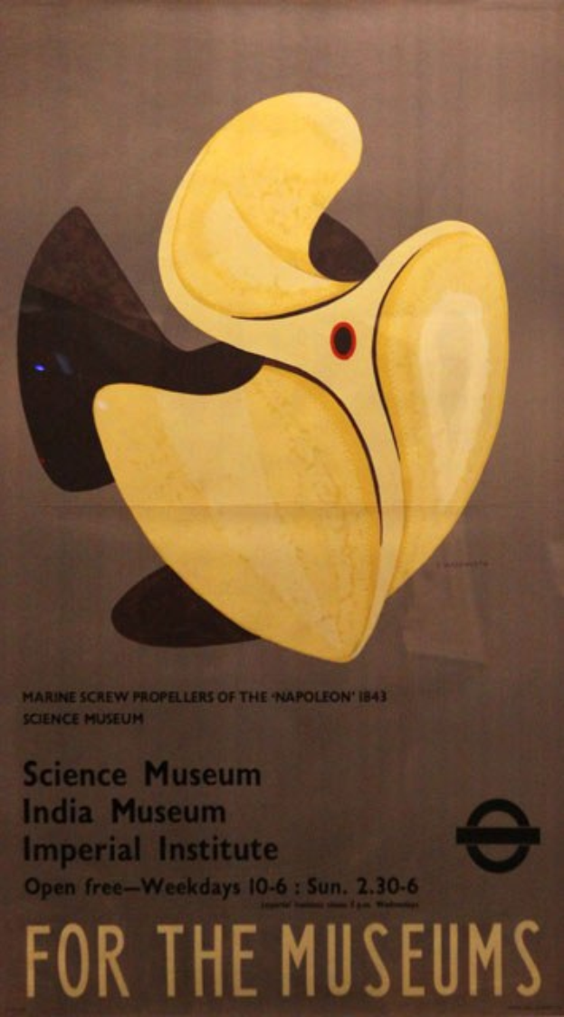 Plakat an einer Gebäudewand mit der Aufschrift "Für die Museen" und einem zentralen Porträtbild, umgeben von informativem Text über das Museum.
